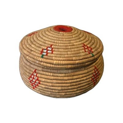 Vintage Indianer Indianer Deko Weidenkorb Süßgras verspiegelter Deckel 