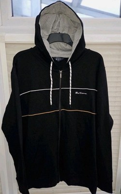 Herren XXL Ben Sherman Schwarz Reißverschluss Hoodie Weiß Brust Logo. 52 Zoll Brustumfang. Neuer Zustand