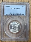 1938-S Washington Quarter  PCGS MS65 Blast White.
