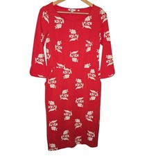 Boden Womens Coral Red Floral Print Cotton Modal Jessie Jersey Knit Dress Size 6
