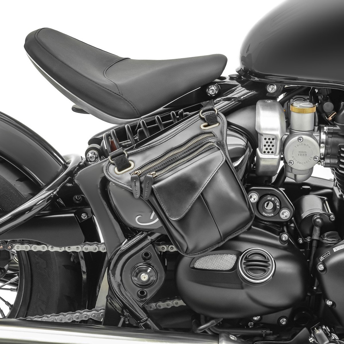 Seitentasche für Triumph Bonneville Bobber Black SR1 Leder schwarz