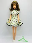 Vintage Barbie Francie Casey Doll Green & Black Leaf Party Dress Outfit -NO DOLL