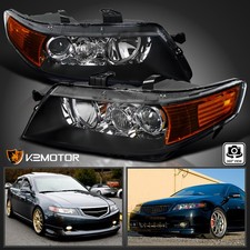 Black Fits 2004-2005 Acura Tsx Projector Headlights Lamps Leftright 04-05 Pair