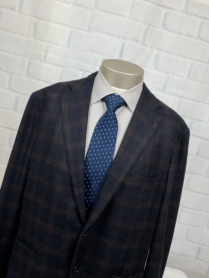 BELVEST 男式 2 Btn 羊绒外科医生袖口格伦格子运动外套西装外套 44 R 码 — 第 2/4 张图片