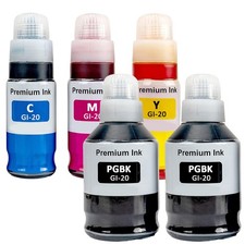 5-Color Ink Refill Bottles for Canon PIXMA G6020 G7020 G5020 Printers