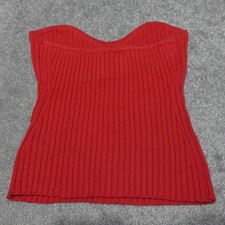 Easy Clothes Tops Women's S/M Red Ribbed Knit Sleeveless Pullover Casual