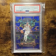 2023 PANINI SELECT VICTOR WEMBANYAMA ROOKIE BLUE SCOPE /249 #87 CONCOURSE PSA 10