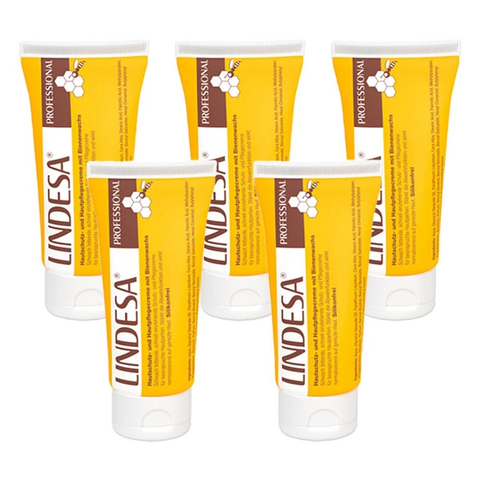 SC JOHNSON 5 x LINDESA® PROFESSIONAL 100 ml Hautschutz- & Pflegecreme Parfümiert Handcreme