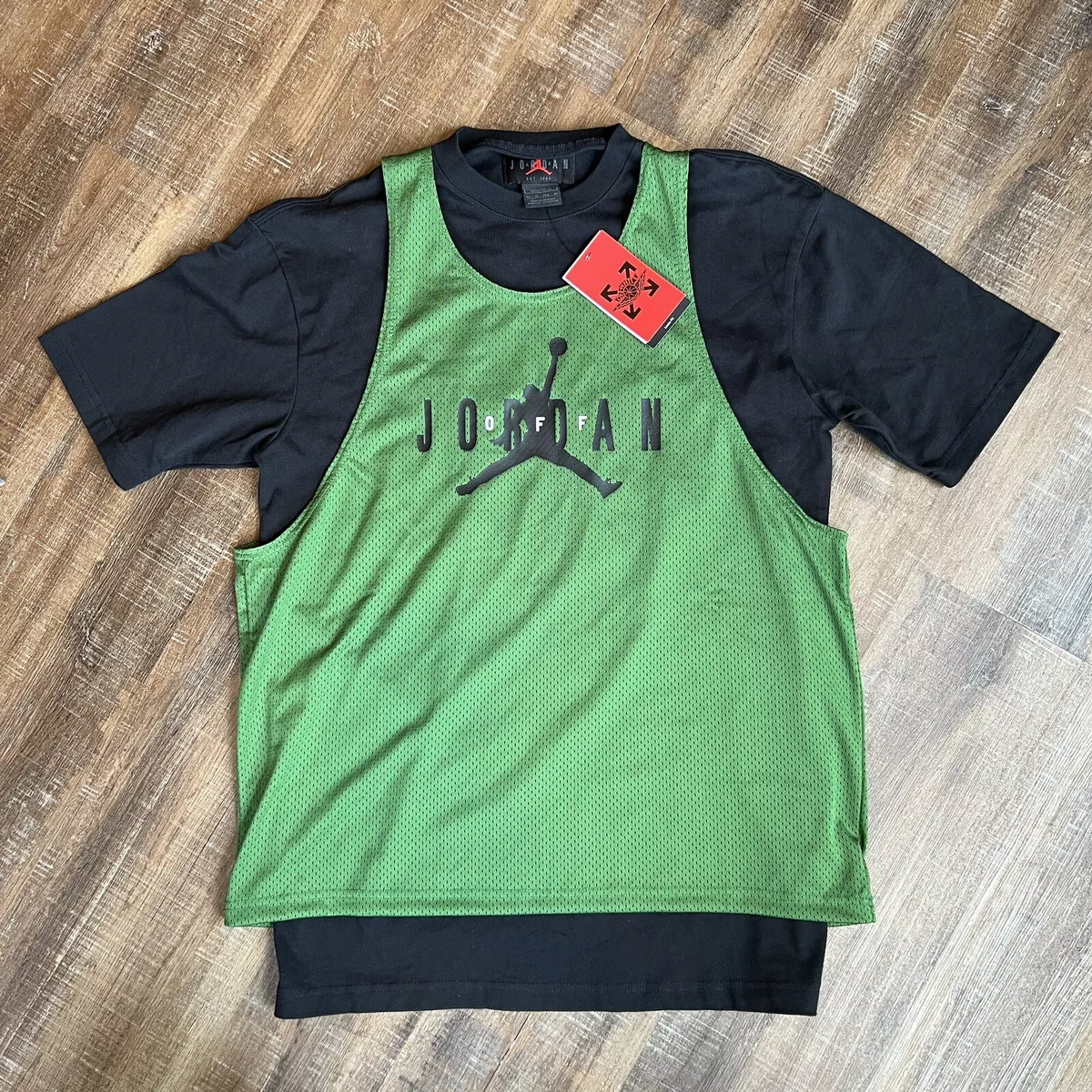 Air Jordan x Off White Size XS Mens Forest Green Short Sleeve Top