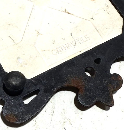 Tile And Cast Iron Trivet Cathay An Apple A Day Keeps Doctor Away Worm image 5