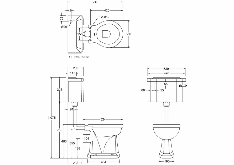 TRTC Art Deco Pink Low Level Toilet Traditional Victorian Edwardian - Image 3 of 3