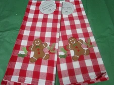 ** CHRISTMAS Kitchen Towels ** Gingerbread Man Towels"   *SET of 2*  NEW  by DII