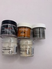 5 Embossing Powders Pink, Ginger, Platinum, Seafoam White  Holographic