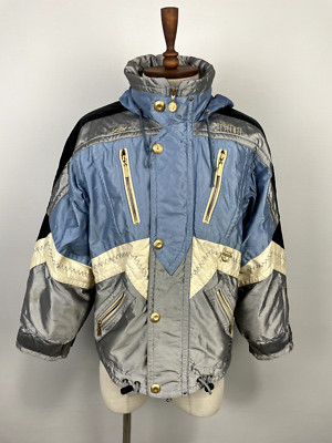 DESCENTE Vintage Multicolor Full Zip Snap Hooded Men's Ski Jacket Sz US 8
