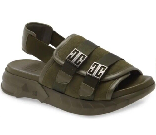 $850 Givenchy 4G Marshmallow Slingback Pool Slides Sandals Slippers Olive 10/43 - Picture 20 of 20