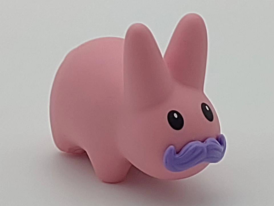 Kidrobot Happy Labbit Pink Mustache 1.3" Vinyl Figure Mini Series Stache Kozik - Image 2 of 4