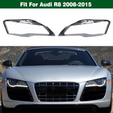 Pair Left&Right Headlight Clear Lens Cover + Sealant Glue For Audi R8 2008-2015