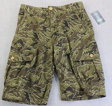 LUCKY BRAND LOGO Boys GREEN CAMO CAMOUFLAGE CARGO SHORTS NWT Size 12 44