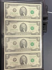 2009 World Reserve Monetary Exchange Uncut Sheet $2 Dollar Bills Book/Folder 98B