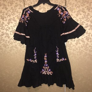 Free People Black Pink Multi Color Floral Embroidered Pavlo Tunic Dress Small S Ebay