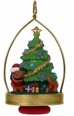 Hallmark Chasing His Tail Dachsund Wrapped Around Tree  Miniature  2019 Ornament