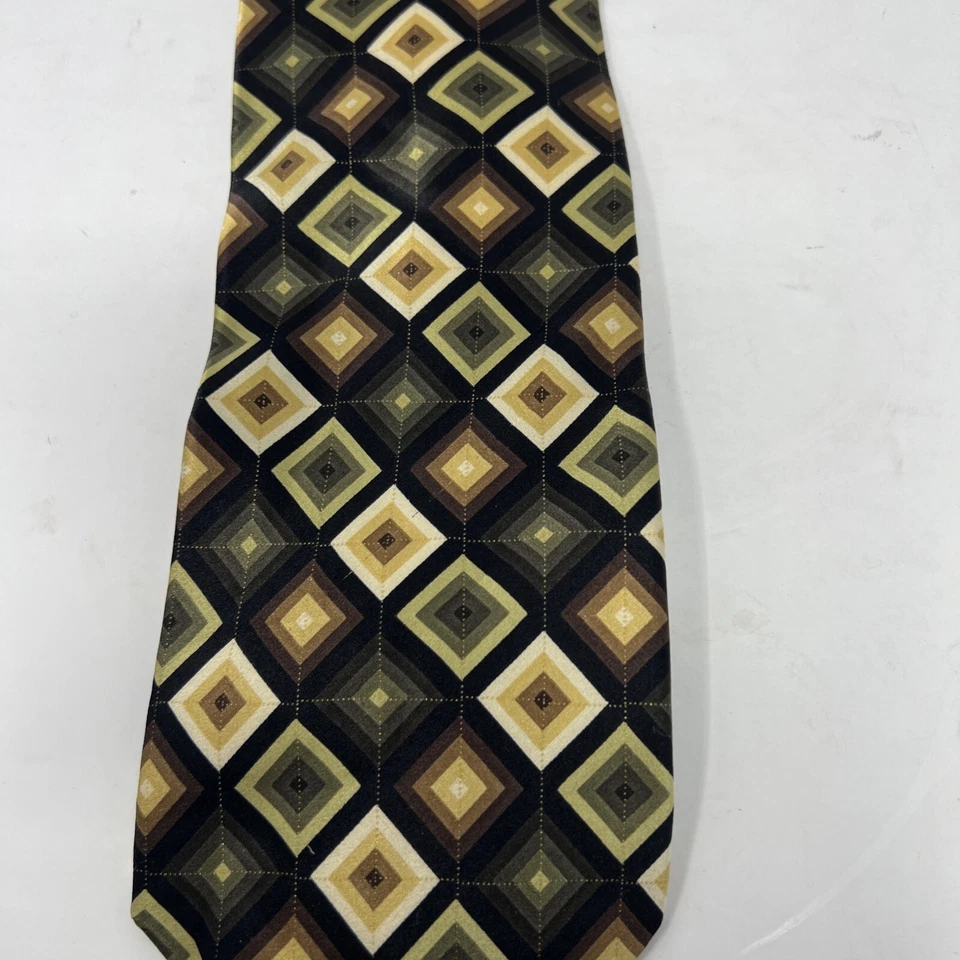 Antonio Ricci MENS 100% Silk TIE GREEN BROWN GOLD - Image 2 of 4