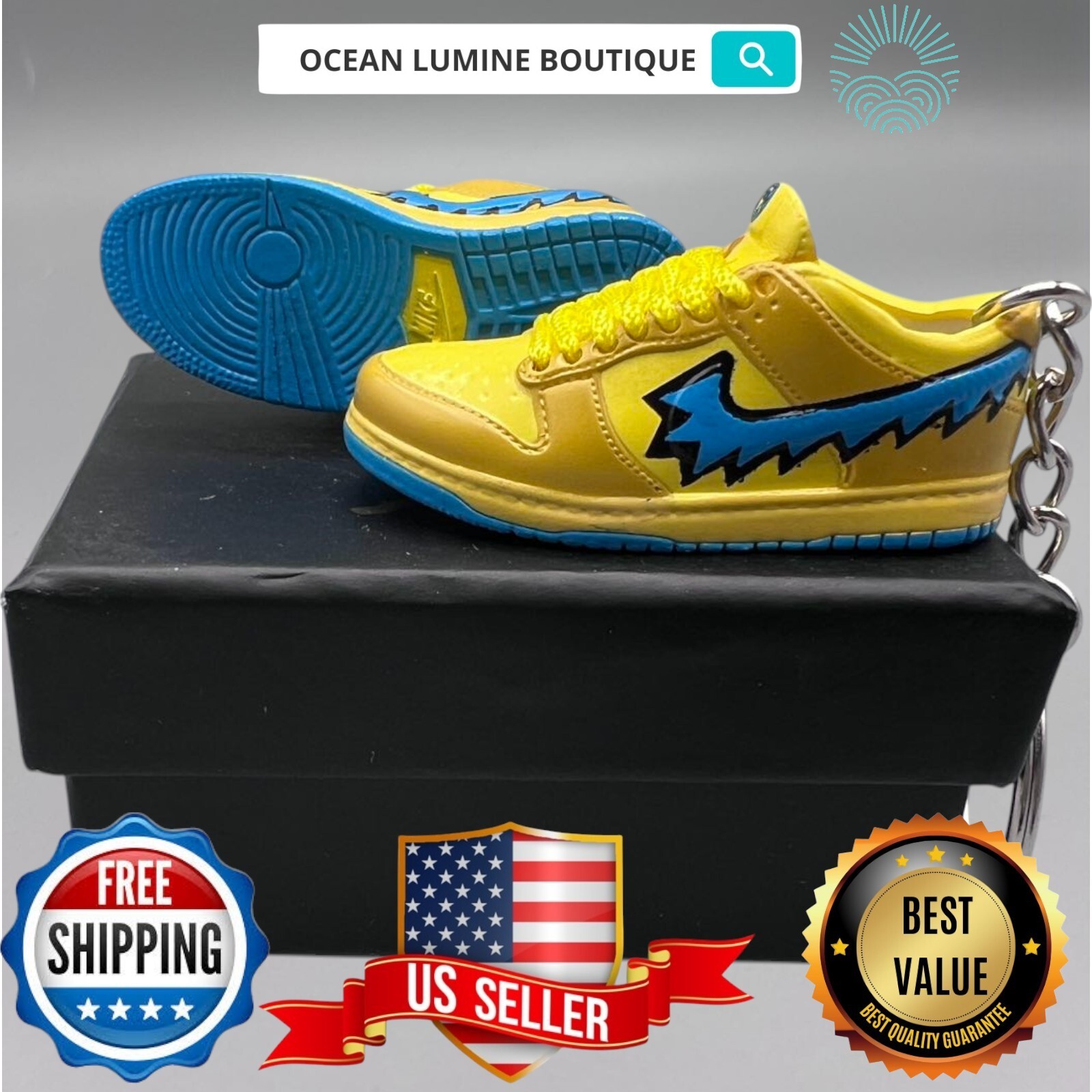 SB DUNK 3D Mini Sneaker Keychain, Jordan Sneaker Collectible, Box Options