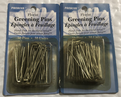 (50-Pk) Panacea Greening Straight Pins Metal 19 Gauge 1-3/4'' Lot Of 2 Packs NEW
