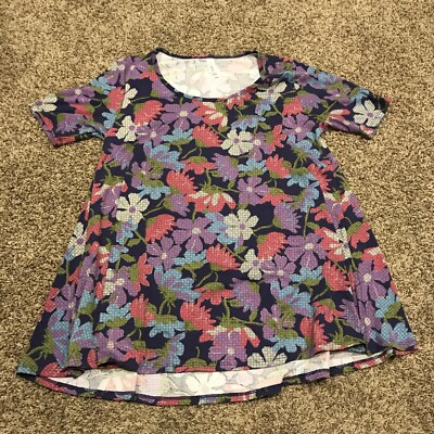lularoe womens size S polyester blend blouse floral purple b4