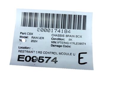 2024 FORD RANGER OEM RESTRAINT SRS CONTROL MODULE UNIT