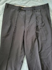 Chaps pants, dark blue with fine grey lines, Size 40W x 30L, 1 Pleat