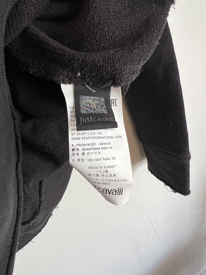 Suéter Just Cavalli Bordado Tachonado Logo Tigre Talla Hombre XL Negro Foto 4 de 4