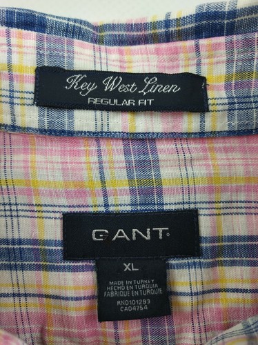 Gant Mens Multicolor Check Linen Long Sleeve Regular Fit Shirt Size XL - Picture 11 of 12