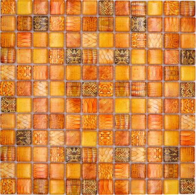 Mosaïque Pâte De Verre MOSANI – Vintage Rétro, Blanc/orange/rouge, 30x30 Cm, 8 Mm