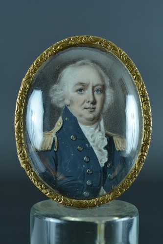 Grande Miniature Tableau Peinture Portrait d'officier marine sv. LEMOINE 18ème - Photo 3/6