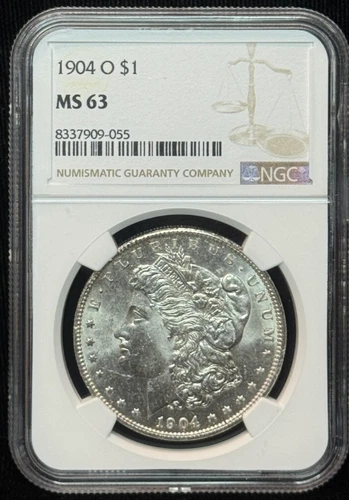 1904 O - Morgan Silver One Dollar S$1 Uncirculated Coin - NGC MS 63 -055