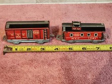 Vintage 1950 - 1960s Tin Litho New York Central Box Car  Caboose  Japan 
