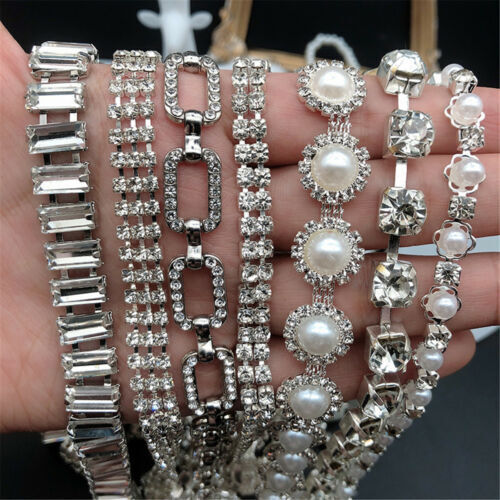 Dowarm 1 Roll 10 Yards Rhinestone Chain Crystal Rhinestones Close