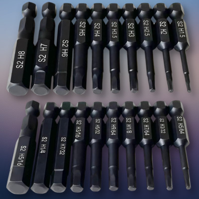 Hex Head Allen Wrench Drill Bit Set (10pc Metric & 10pc SAE), , Upgraded 1/4''...