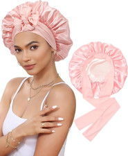 Satin Bonnet Silk Bonnet for Sleeping Silk Sleep Cap Double Layer Hair Bonnet wi