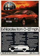 1984 Alfa Romeo Gtv6 Exhilarates From 0-127 Mph Original Color Ad