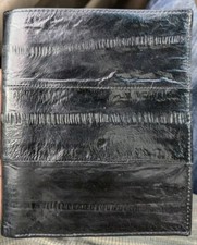 Aphrodite Eel Skin Duofold Men's Black Wallet ID Style Credit Card Holder NM