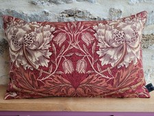 Image of William Morris Honeysuckle & Tulip Linen Russet & Velvet Fabric Cushion Cover OB