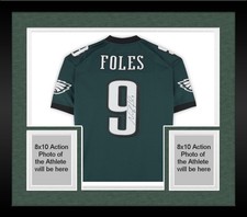 Framed Nick Foles Eagles Signed Mitchell and Ness 2017 Green Replica Jersey