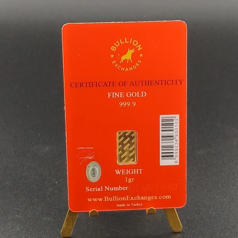2016 IGR год обезьяны 1 грамм .9999 24K золотой слиток пробирка сертификат #BEM81330 - Изображение 2 из 4