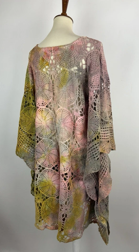 Oli & Hali Mujer Túnica Tejido Abierto Talla Única Crochet Poncho Mangas Tinte Vestido Foto 4 de 4