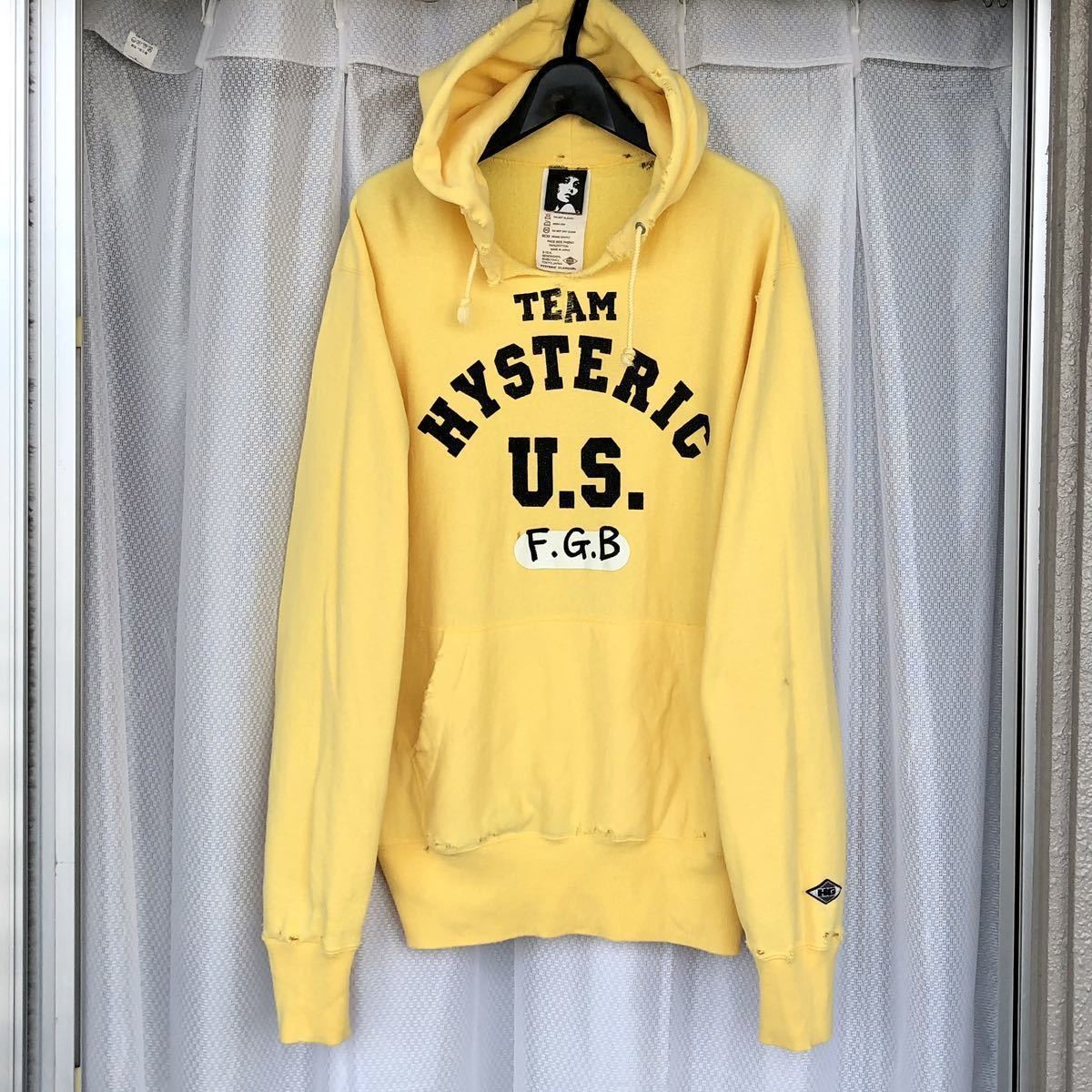 M Yellow Damage processing Sweat Parker HYSTERIC … - image 3