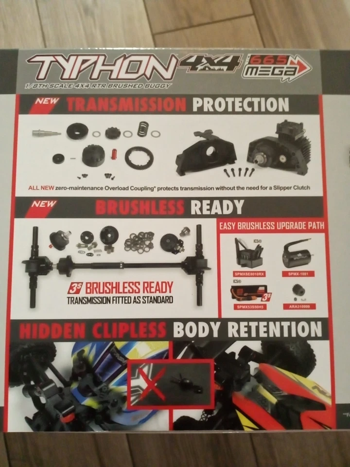 ARRMA 1/8 Typhon 4X4 MEGA 665 Brushed Buggy Blue - Image 4 of 4