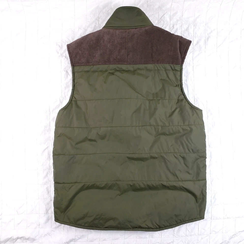 Prana Mens Sz LARGE Waylen Midweight Puffer Vest Olive Green Sherpa Lined Collar - Image 2 of 4