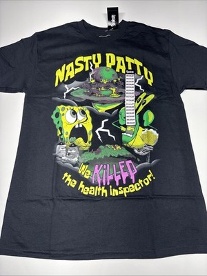 Nickelodeon Spongebob Squarepants Nasty Patty Graphic T-Shirt Black Medium